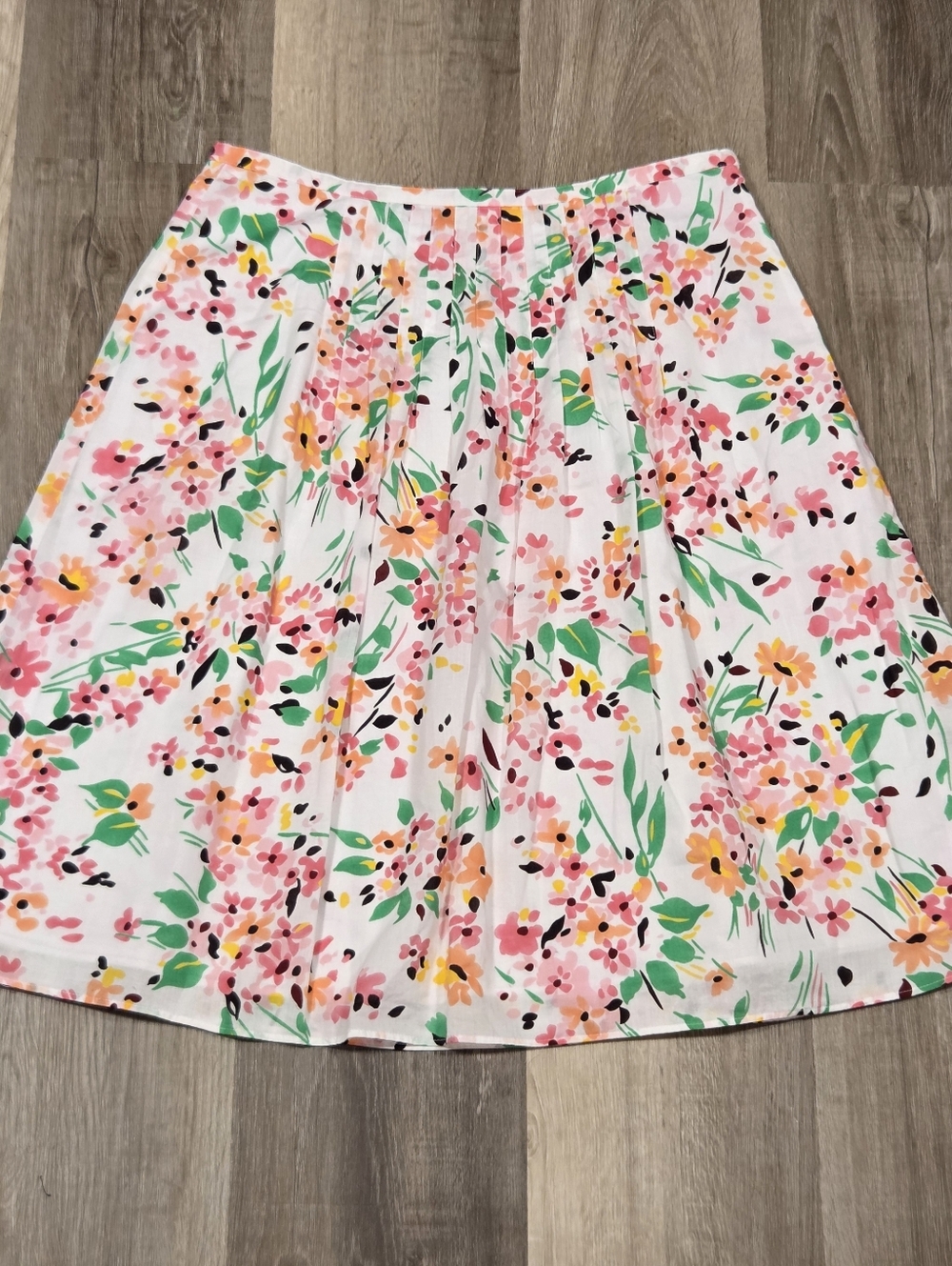Vintage Talbots Floral Skirt 8 Pink Green Cotton Knee Length Y2K Summer